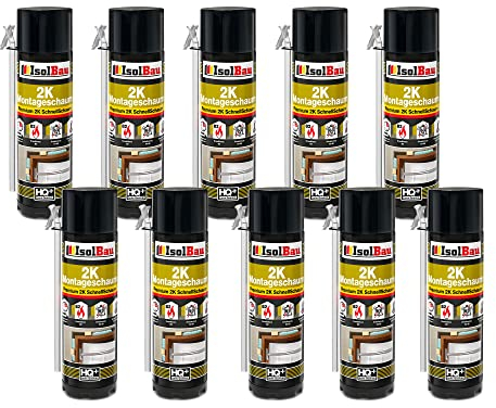 Isolbau 2K Montageschaum B2 Zargenschaum - Premium PU-Schnellschaum für Türen, Fenster, Dämmung & Montage - 10 x 400 ml
