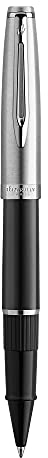 Waterman Emblème Rollerball, schwarz mit Chromzierteilen, feine Schreibspitze, schwarze Tinte, Geschenkbox, 1 Count (Pack of 1)