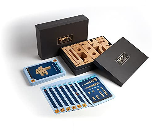 Brandneues SumBlox Original Basic Set - 76 große Holzbausteine aus massiver Buche mit 80 Aktivitätskarten in Deutsch - Lernen durch Spielen, hervorragende Montessori Lernressourcen