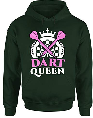 Dart Queen Hoodie Unisex Dart Spruch T-Shirt, Farbe: Grün, Größe: Large