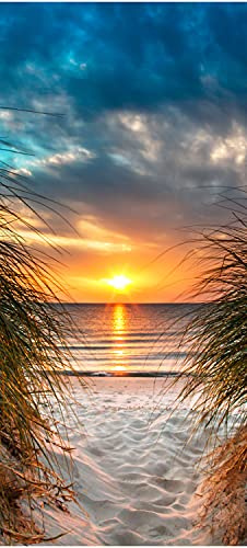 wandmotiv24 Türtapete Blick durch Düne, Meer, Sonnenuntergang 100 x 200cm (B x H) - Dekorfolie selbstklebend Sticker für Türen, Türfolie, Aufkleber, M1293