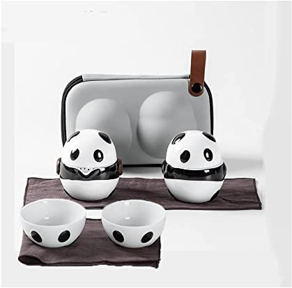 OLOTU Juego de té Moderno Panda Chino, Juego de Tazas de té de Viaje, Juego de Tetera portátil con Bolsa portátil, Juego de té de cerámica, Regalo para Mujer