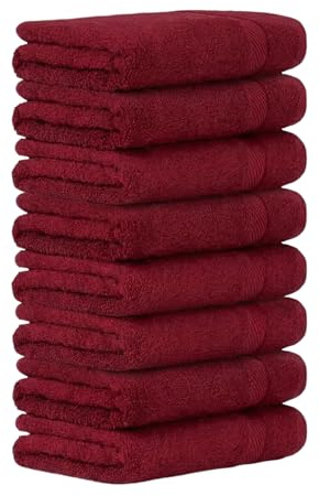 Luckytowel Handtücher Set 50x100 cm – Oeko-TEX Handtuch-Set aus 100% Baumwolle mit 600 g/m² – Frottiertücher mit Aufhängeschlaufe – flauschig & saugstark – Frottee Handtuchset – 8er Pack Rot