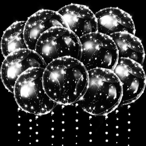 10 Pack LED Ballons,LED Luftballons Leuchtend,Leuchtende Luftballons,Leuchtende Ballons,Luftballons LED 24 Zoll,Luftballons Geburtstag mit Licht,Lichterketten für Geburtstag Valentinstag Party Dekor