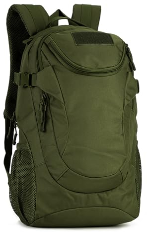 HUNTVP 25L Rucksack Herren Sportrucksack Motorrad Wasserdicht Schulrucksack Mini Tagesrucksack Militär Daypack Backpack Wanderrucksack für Arbeit Outdoor Sport Fitness Wandern, Grün