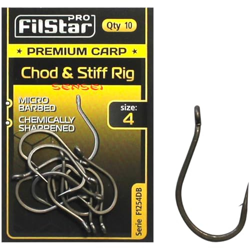 FILSTAR 10 Anzuelos de Pesca N4 Chod & Stiff Rig - Anzuelos para Carpfishing - Pesca Mar