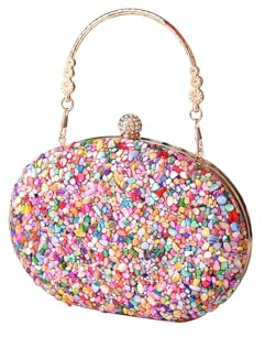 CORIOS Glitzer Pailletten Clutch Tasche Damen Abendtasche Hochzeit Brautbörse Handtasche Funkelnd Schultertasche Elegante Klein Tasche Glänzend Umhängetasche Mehrfarbig