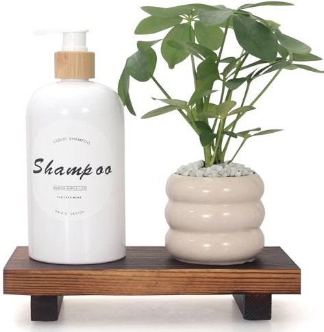 Small Bathroom Counter Organizer Tray Wooden Pedestal Stand for Display Decor Farmhouse Wood Risers Soap Dish Dispenser Holder for Kitchen Sink Tray Modern Bathroom Vanity Accessories Decorative trays