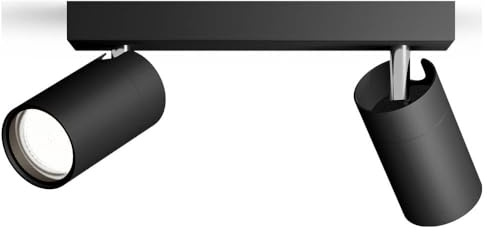 Philips Idris - Foco de Baño (2 luces), bombillas GU10 no incluida, Negro, IP44, Resistente al agua