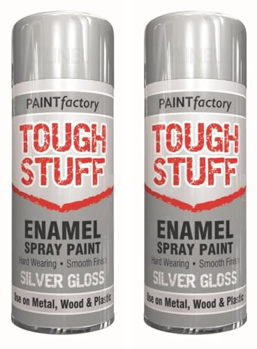 HitlineUK 2 x 400ml Silver Gloss Spray Paint – Multi-Purpose Enamel Aerosol for Wood, Metal, Plastic, Crafts – Quick Drying, Interior & Exterior Use – High Shine Finish