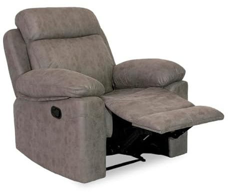 HOGAR24 ES - Sillon 1 Plaza Reclinable, Butaca Relax, Apertura Manual, Acabado en Tejido Color Cemento. Medidas: 106 cm (Ancho) x 96 cm (Fondo) x 102 cm (Alto).