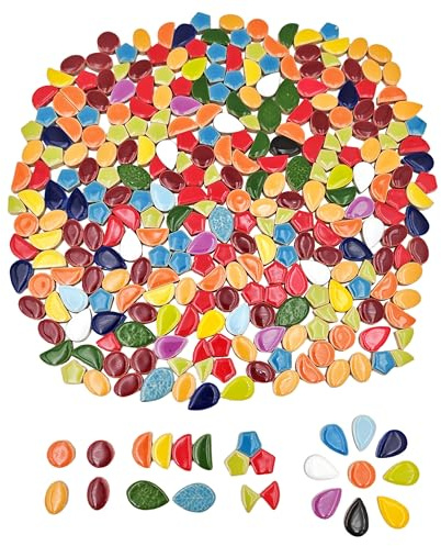 Keramik-Mosaik-Fliesen, gemischte Farben, Keramik-Mosaikfliesen zum Basteln, Mosaikfliesen für Heimdekoration oder Bastelarbeiten, Mosaikherstellungszubehör (halbrund, rund, Regentropfen, Blätter,