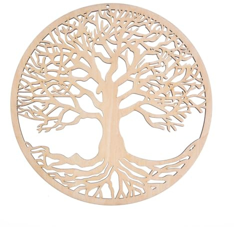 Árbol de la vida grande de madera, decoración de pared árbol de la vida de madera árbol de la vida arte de la pared esculturas, 28cm escultura de madera de arte de geometría sagrada para decoración de