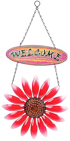 MOBUTOFU Willkommensschild Aus Eisen Mit Blumenornament Hängende Türdekoration Für Haus Und Garten Für Eingangsbereiche Wohnräume Büros Und Festlichkeiten