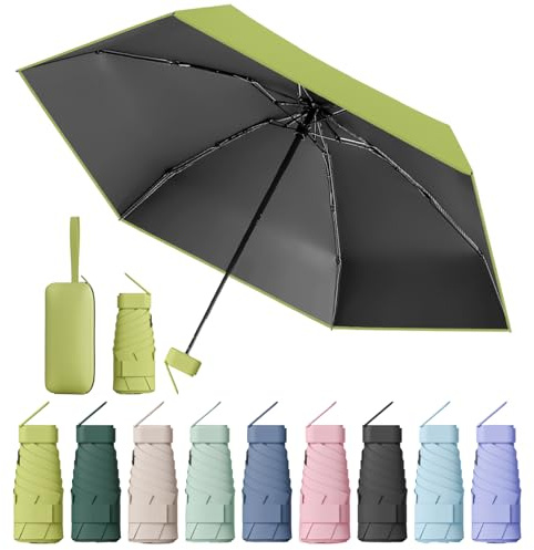 MPXEAVG Mini Paraguas Resistente al Viento Plegable y Antiviento para Mujer, Paraguas Viaje Portátil Compacto (Matcha verde)
