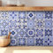 Adesivi per piastrelle, stile vintage, blu, marocchino, adesivi da parete, fai da te, cucina, bagno, parete posteriore, pavimento, decorazione per la casa, PVC, impermeabile, resistente all'olio, 15,2