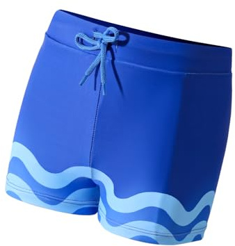 Comfyouth badbyxor pojkar vågmönster badshorts barn snabbtorkande simbyxor med fodrad elastisk linning för pojkar 128–176, blå, 128