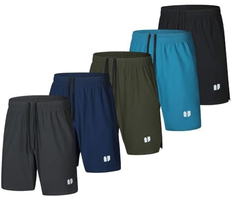 Bsrpolry 5 Pack Men's Running Shorts Gym Shorts Quick Dry for Jogger, Men's Athletic Shorts with Pockets and Elastic Waistband