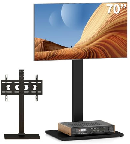 COSTWAY Support TV sur Pied, Pied TV Universel 70 Pouces Plasma LED LCD OLED Plats Incurvés, VESA Max 600 x 400 mm, 5 Hauteurs Réglables, Angle Rotative, Support TV Jusqu'à 50 KG