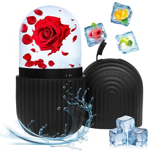 OAKENCREST Ice Roller Viso, Riutilizzabile Rullo di Ghiaccio Facciale, Eye Ice Massage in Silicone, Bellezza del Viso per Tonificare Viso Serrare e la Pelle Alleviare Gonfiore Riduci i Pori (Nero)