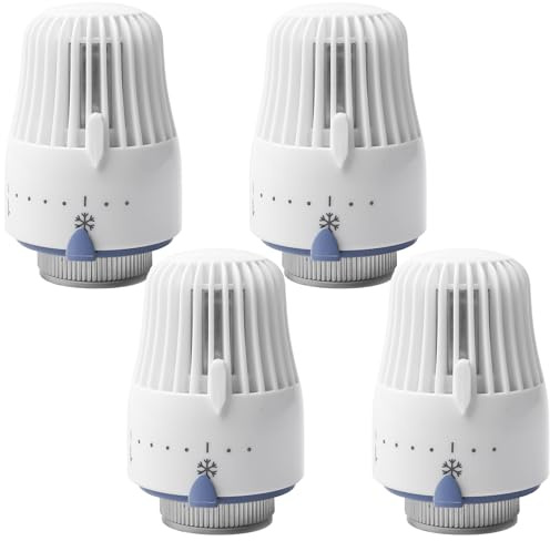 Aicharynic Tête thermostatique M30 x 1,5, 4 pièces Radiateurs : vanne thermostatique radiateur antigel, régulateur automatique de chauffage thermostat de radiateur pour salle de bain, pour vannes de
