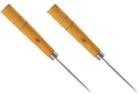 Wooden Handle Awl - Pack of 2 - Awls for Leather - Paper Punch Awl - Crochet Working Wooden Hand Awl - Sewing Awl Tool