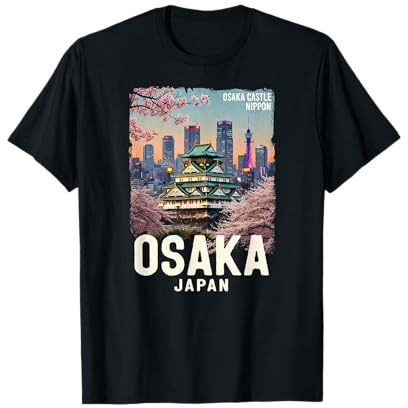 Castillo de Osaka Japón Paisaje Urbano Flores de Cerezo Camiseta