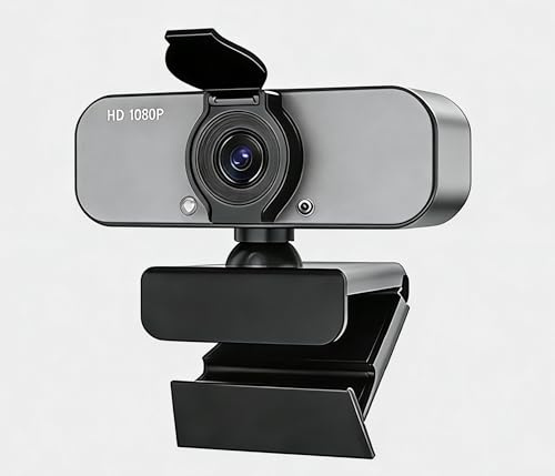 PASDFG 1080P Full Webcam with Microphone, Privacy & Safety Protection, USB HD Computer Web Camera, Plug and Play, for Laptop, Teams, Desktop, Conferencing and Video Calling, 2026 Version(Gray)