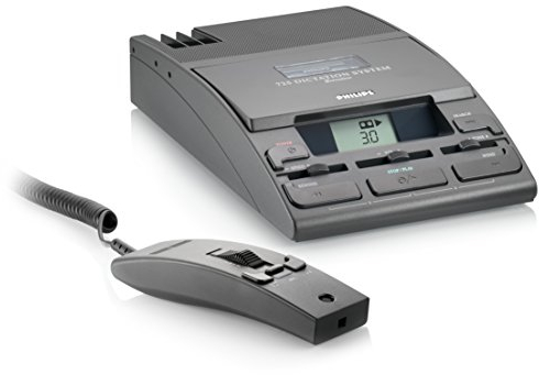 Philips LFH0725D Diktiergerät, inklusiv 30 Minuten Mini-Kassette LFH0005, Hand-Mikrofon LFH0276 und Netzteil LFH0155, anthrazit