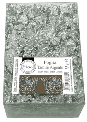 FLEUR DESIGNER'S PAINT | Foglia Tamisè, 3,5 gr, Argento, Adatta per Tecnica Doratura, Made in Italy.