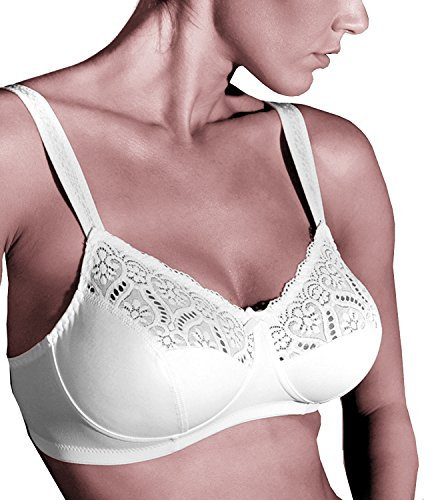 GIOS Reggiseno Art. 985 - Linea Morbida Eleganza Pizzo -Coppe Foderate in Cotone, Spalline Larghe, Cuciture Piatte e Invisibili. Coppa B Colori Bianco e Nero