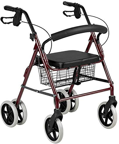 Deambulatore Leggero Da Passeggio Pieghevole 6 ruote Con Freni A Pressione Design Leggero Sicuro Con cestino Per Poter Trasportare I tuoi oggetti Fare La Spesa Altezza regolabile Rosso