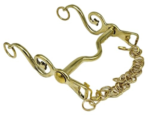 Kandare Spanisch Barock Portugisisch Show 12,5 13,5 14,5 15,5 16,5 Gold oder Silber Farben Tysons incl. Kinnkette (15,5, Goldfarben)