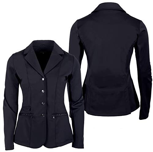 QHP Damen Turniersakko Turnierjacket Juliet Stretchgewebe Glitzerband (42, schwarz)