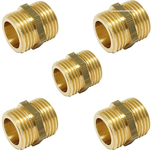Suinga Pack 5 Manicotti in Ottone 3/4'' Filettati Aenor per Aria, Acqua, Gas - Accessori di Connessione Resistenti e di Alta Qualità, d'oro