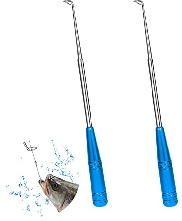 Savita 2pcs Angelhaken Entferner, Haken Angeln mit Aufbewahrungsrohr Hakenlöser Angeln Metall Haken Lose Angelhaken Entferner Werkzeugsatz (Blau)