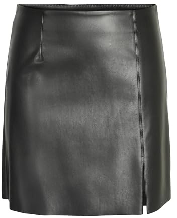 Noisy May Damen Mini Kunstleder Rock | High Waist Lederoptik Skirt Kurz | Coated Stretch Bleistift NMCLARA, Farben:Schwarz, Größe:M