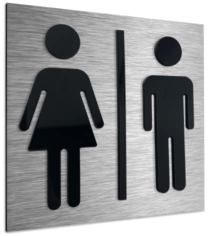 ALÚMADESIGNCO Unisex Toilet Sign - All Gender Bathroom Signs - Toilets Door Signage - WC Plaque - Restroom Room Decal - 120 x 120 mm (Bathroom Unisex)