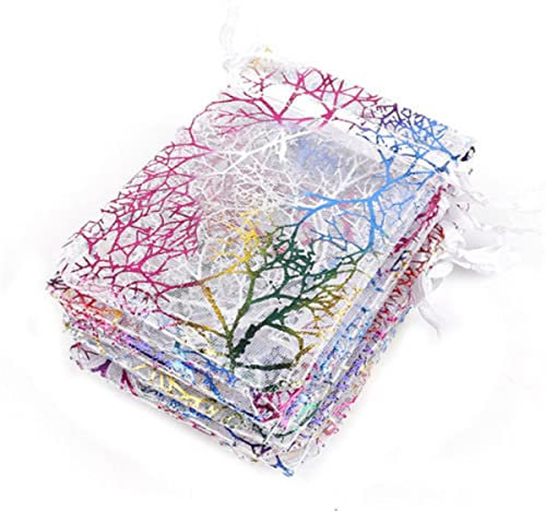 ORGEFY 10 Stück/Packungen Bronzing Coral Gold Garn Kordelzug Beam Garn Beutel Organza Beutel Schmuck Verpackung Beutel Pick Größe 7x9/9x12/10x15/13x18cm - Weiß 7x9cm