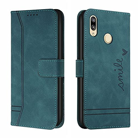 Trugox Handyhülle für Huawei P20 Lite Hülle Klappbar Klapphülle mit Kartenfach Handytasche Handy Schutzhülle Tasche Leder Wallet Flip Case Slim Book Cover - Blaugrün