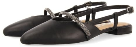 Ballerine nere in pelle con dettaglio a striscia con pietreria per donna GODRANO, Nero, 39 EU