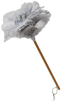 Plumero de Mango Largo para Eliminar el Polvo, Plumero Decorativo, Plumero de Barrido, Espacios de Limpieza, diseño Simple (Gris)