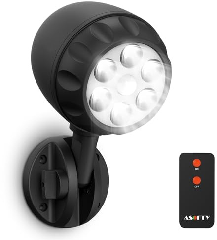 Bewegungsmelder Aussen Batterie, 6 LED 1000LM Strahler mit RF Fernbedienung | Wasserdicht Sicherheit Spot Lampen für Innen Außen, Drahtlose Batteriebetrieben, Dämmerungssensor und Bewegungssensor