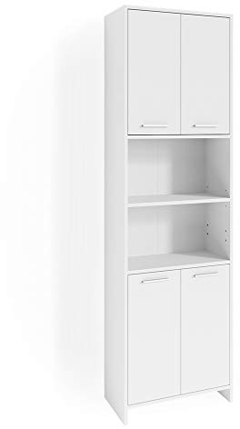 Vicco Badschrank Maris, Weiß, 56.1 x 190 cm | zur Aufbewahrung von Badutensilien und höhenverstellbaren Böden