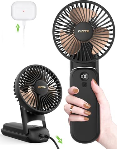 Funme® 10000 Battery Power Bank Hand Fan, Portable Personal Fan with 35 Hours/Rechargeable Strong Wind 2024 Foldable Multifunction Desk Fan Exquisite USB Fans for Travel Outdoor