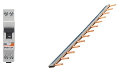 DEBFLEX - DISJONCTEUR 3KA PH+N 20A - Modulaires - Gamme modulaire - Disjoncteurs - 707504 & Peigne 13 modules noir/blanc longueur 220mm
