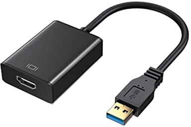 RZQMPV HD 1080P USB 3.0 À HDMI Adaptateur Carte graphique externe Carte Audio Vidéo Convertisseur Câble Support Windows XP Compatible for Vista Compatible for Win7 / 8 plaqué or Fils HDMI(With drive-b