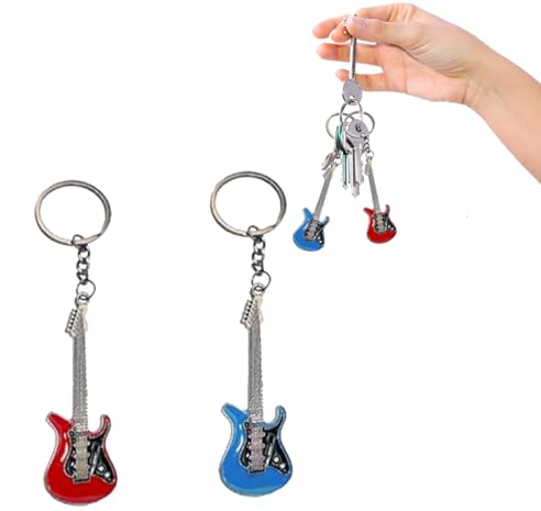 2Pcs Portachiavi chitarra, portachiavi in metallo, anello portachiavi rock chitarra elettrica, portachiavi portachiavi per chitarra elettrica, portachiavi per chitarra elettrica, ciondolo per