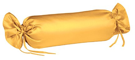 liebling Kissenhülle Nackenrolle Interlock Jersey 40 x 15 cm, Farbe Sonnengelb, Kissenbezug aus 100% Baumwolle, edler Glanz, waschbar 60 Grad, Ökotex 100