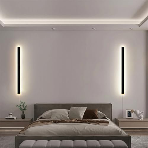 TZSMUM LED Wandleuchte Innen Wandlampe mit Schalter und Stecker Moderne Wandbeleuchtung Kreative Lange Wandleuchte für Wohnzimmer Schlafzimmer Arbeitszimmer Treppenhaus (Weißes Licht,80CM)